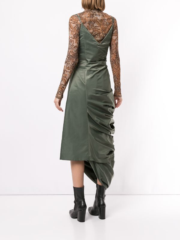 Ventral asymmetric pintucked draped jersey dress