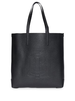 Large tote in monogram-embossed leather