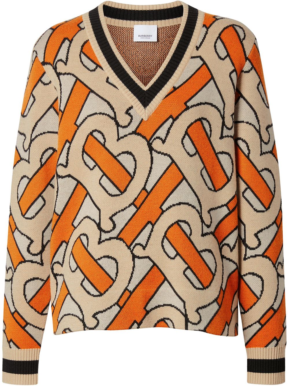 Burberry Monogram Intarsia Wool V-neck Sweater - Farfetch