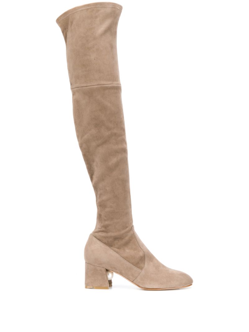 over the knee taupe suede boots