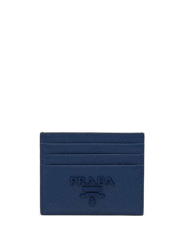 Prada blue logo plaque cardholder for 