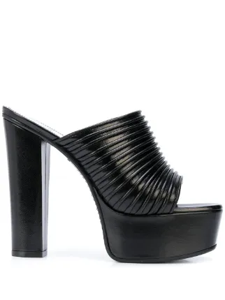black platform mules