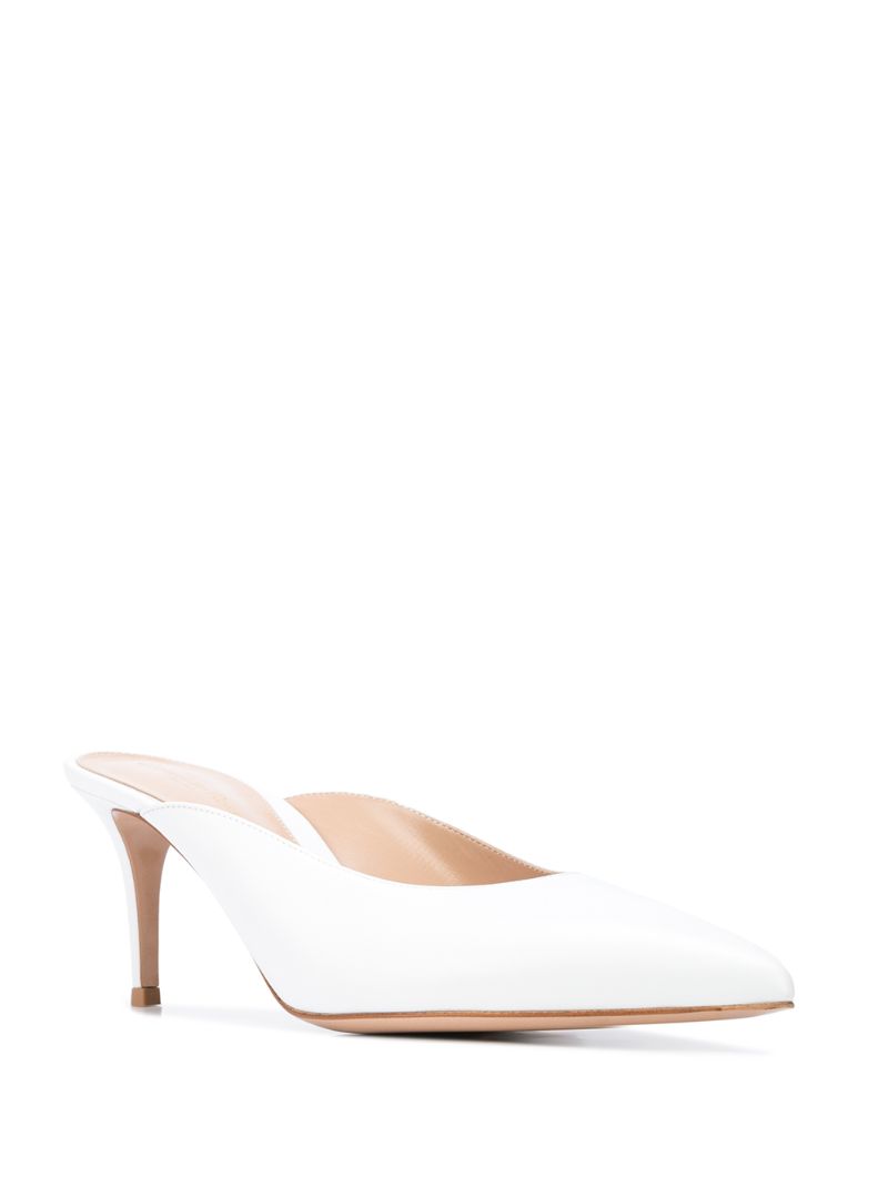 Shop Gianvito Rossi Pointed Mid-heel Mules In White