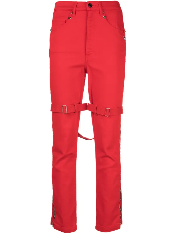 red skinny pants