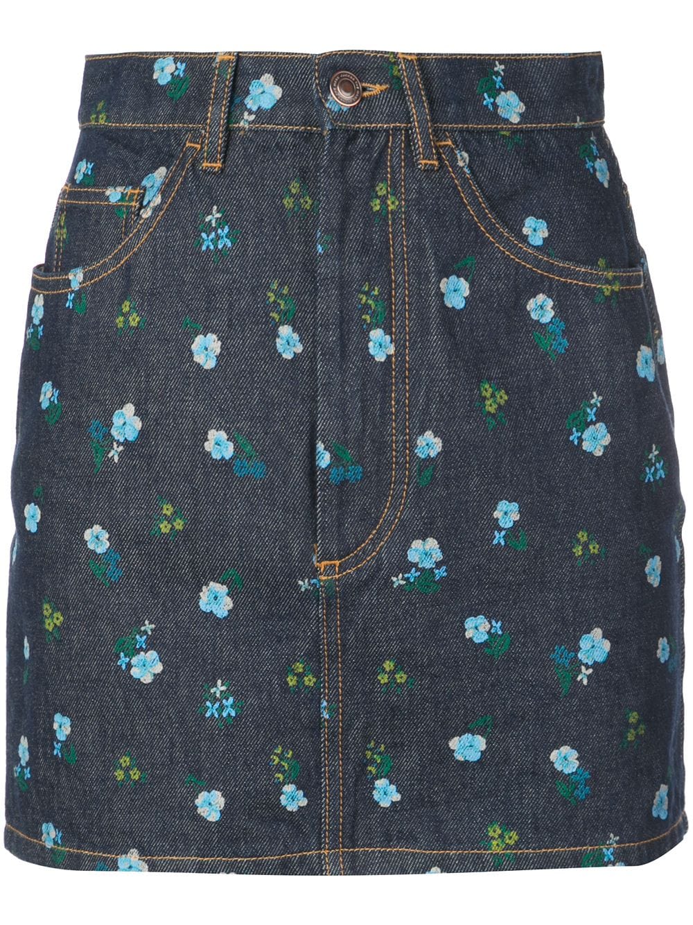 Shop Marc Jacobs The Mini Floral Print Skirt In Blue