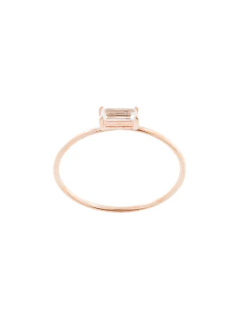 Natalie Marie 9kt rose gold horizontal baguette-cut green amethyst ring