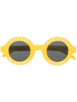 CHANEL Pre-Owned x Pharrell Logo Round Sunglasses - Farfetch