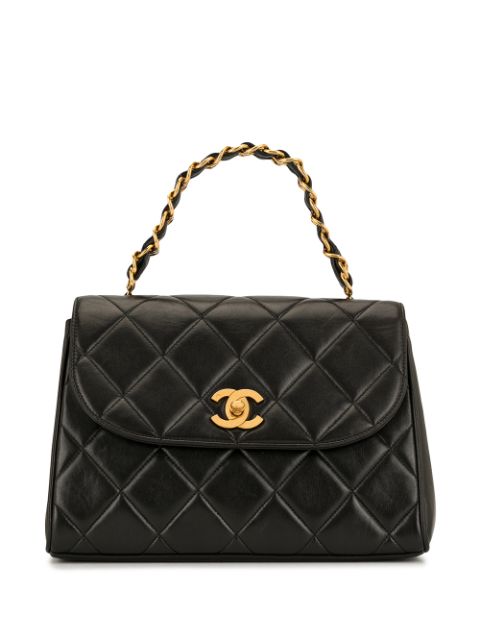 HOT SALE CHANEL diamond quilted trapeze tote Women