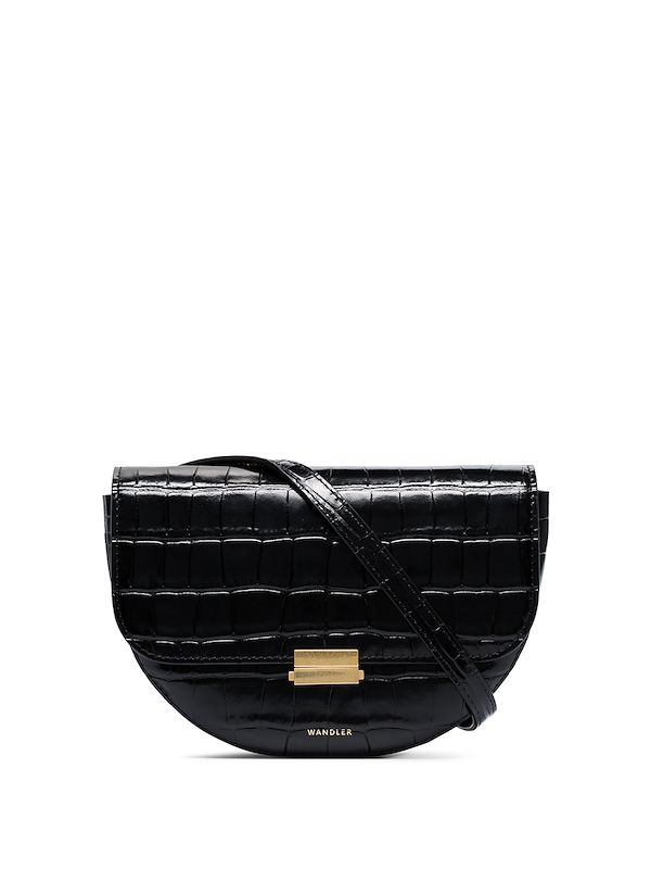 black croc belt bag