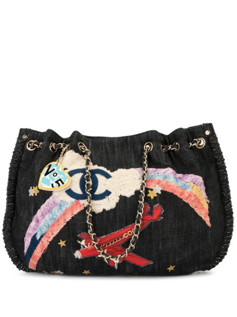 CHANEL Jumbo XL rainbow embroidery tote Women