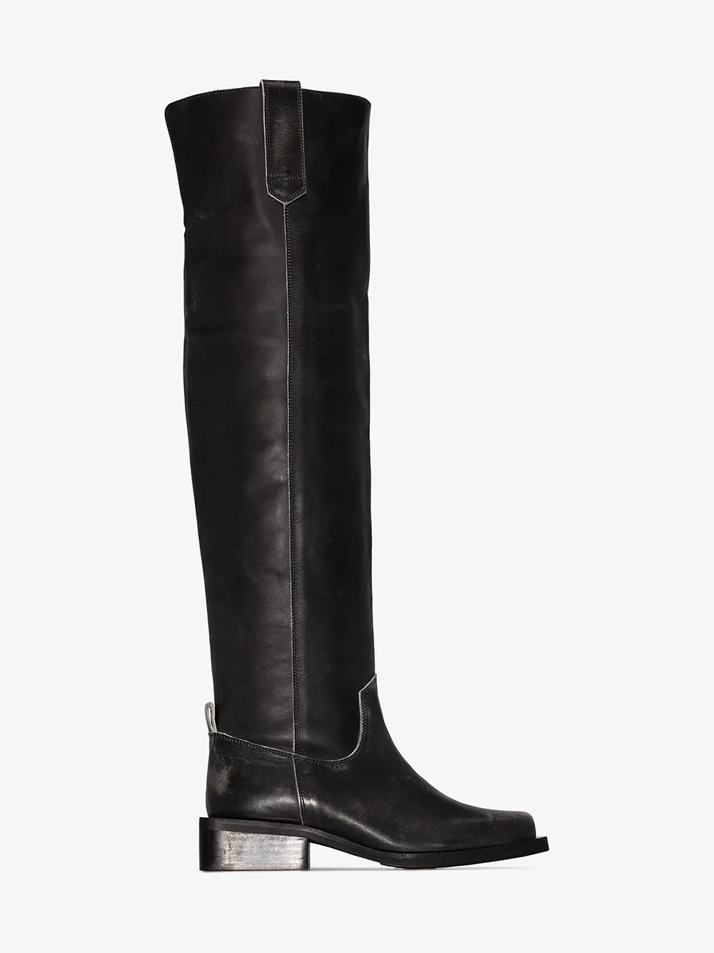 GANNI GANNI BLACK MC 40 KNEE-HIGH LEATHER BOOTS,S109114419580