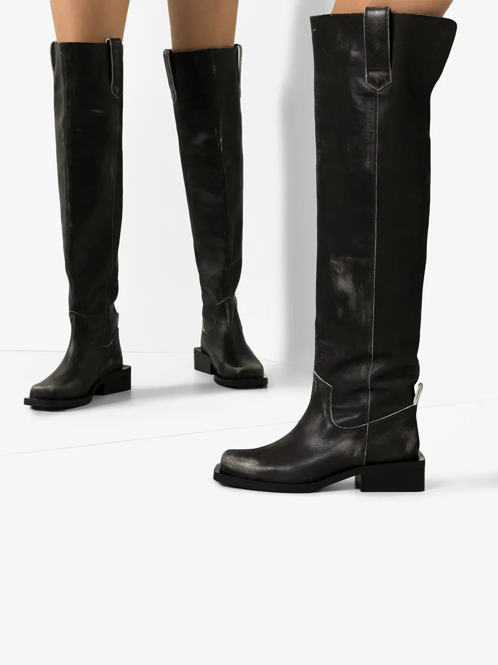 GANNI GANNI BLACK MC 40 KNEE-HIGH LEATHER BOOTS,S109114419580