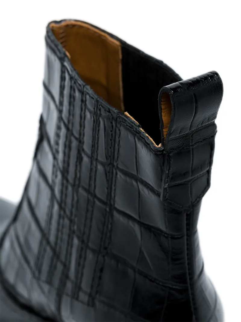 GANNI CROCODILE-EFFECT ANKLE BOOTS