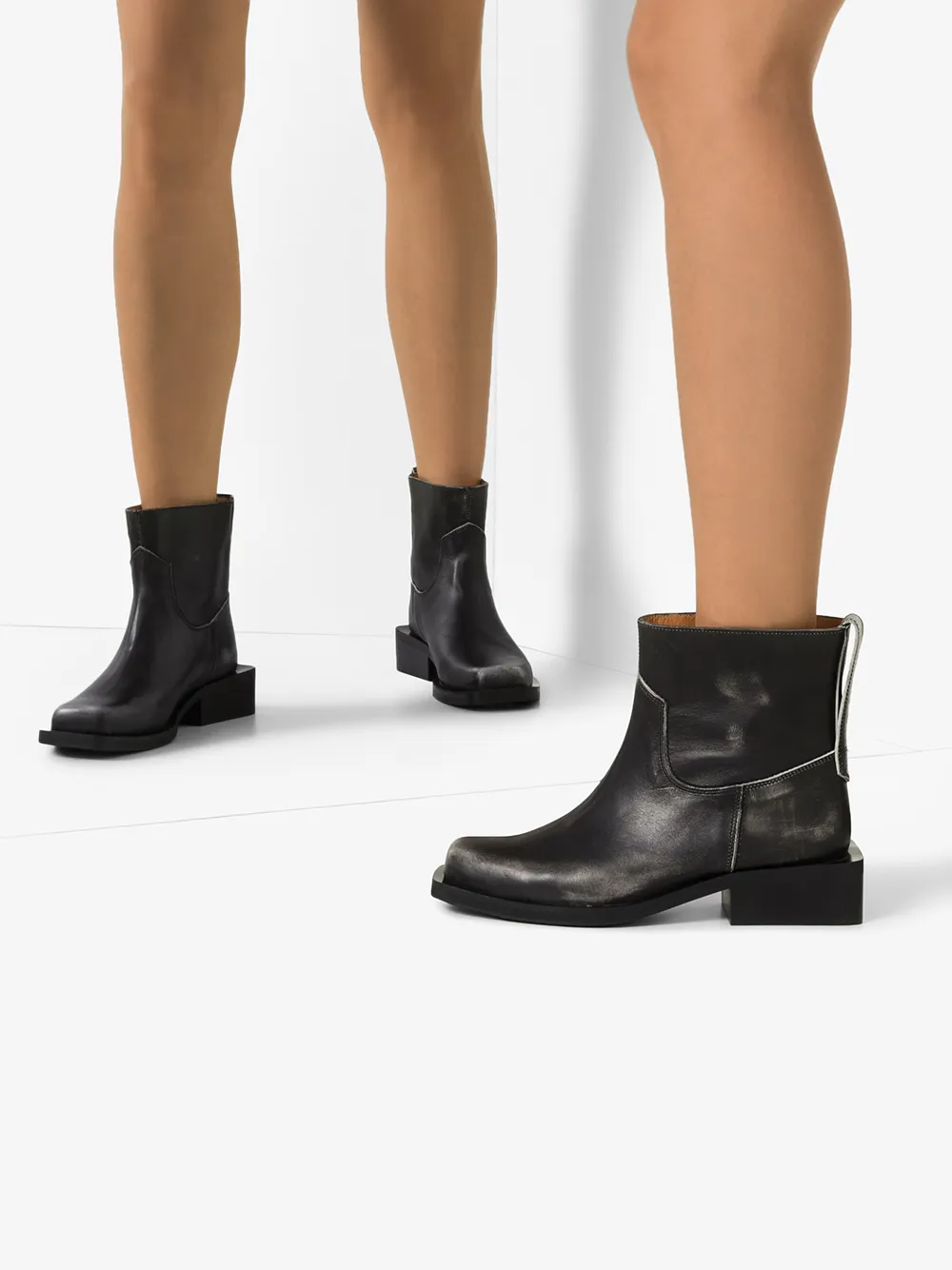 GANNI GANNI BLACK MC 40 DISTRESSED LEATHER BOOTS,S103314419763