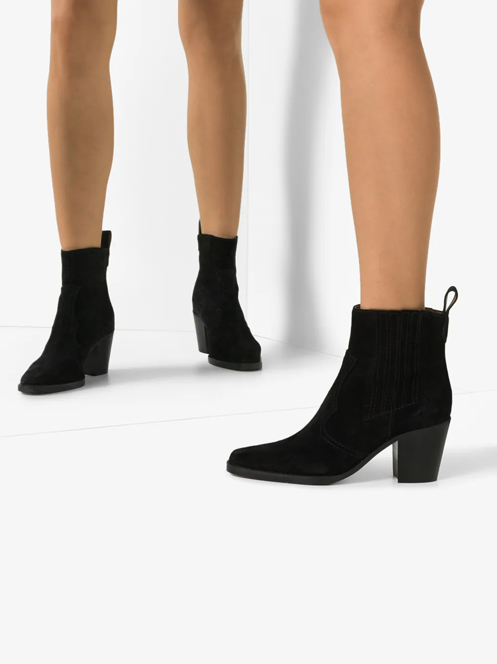 GANNI GANNI BLACK WESTERN 75 SUEDE ANKLE BOOTS,S106514419804