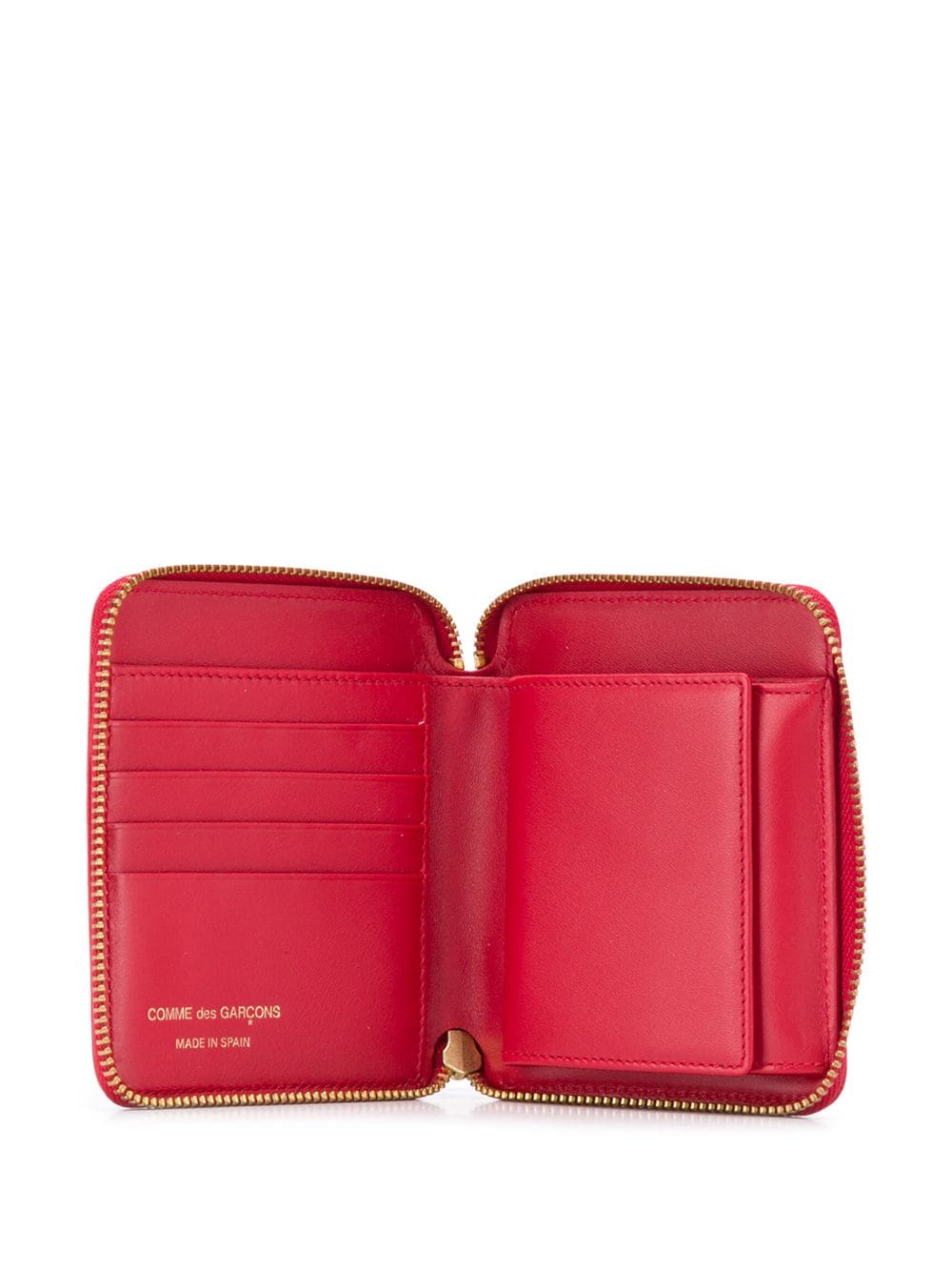 Shop Comme Des Garçons Polka-dot Leather Wallet In Red