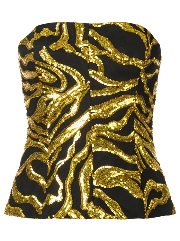 black and gold sequin crop top