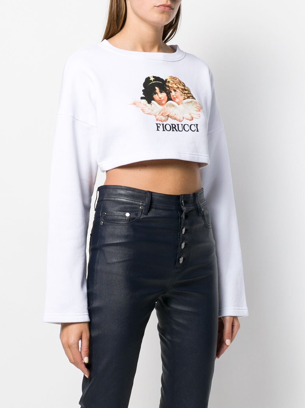 Shop Fiorucci Vintage Angels cropped sweatshirt with Express Delivery ...
