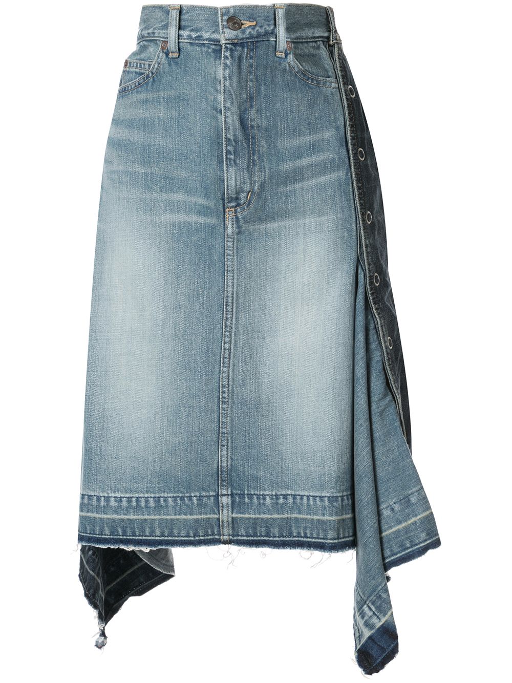 фото Maison Mihara Yasuhiro джинсовая юбка-карандаш асимметричного кроя
