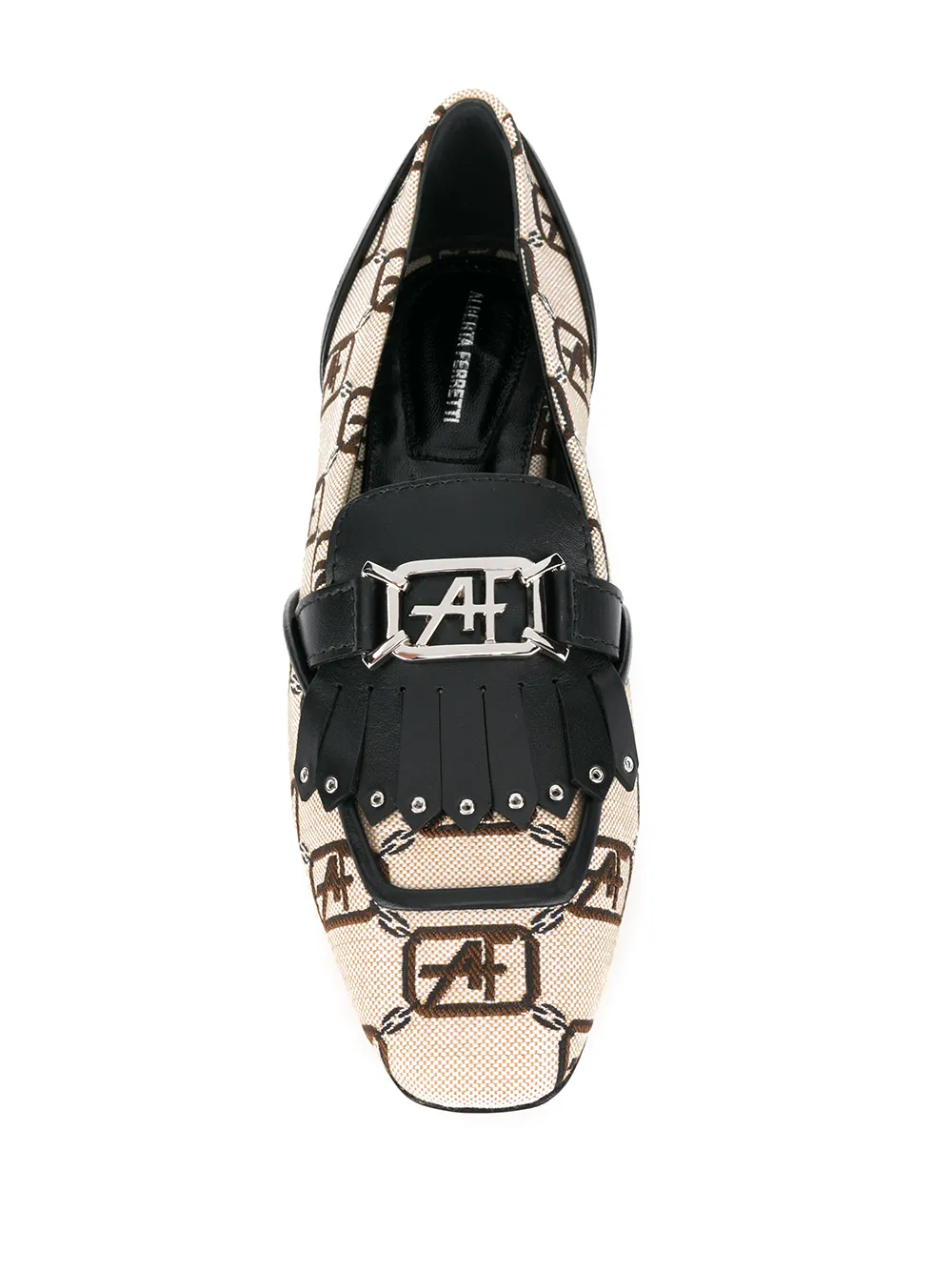 Alberta Ferretti logo print loafers Neutrals