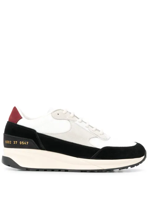 Click to view more detailed imagery on our partner's website Common Projects Track Classic Suede & Mesh Sneakers In Wht.&Blk.