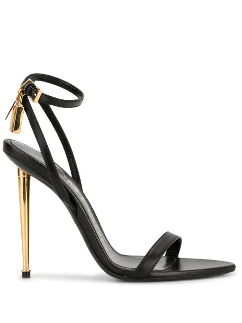 Click to view more detailed imagery on our partner's website Tom Ford Leather Padlock Ankle-Wrap Sandal, Black In U9000
