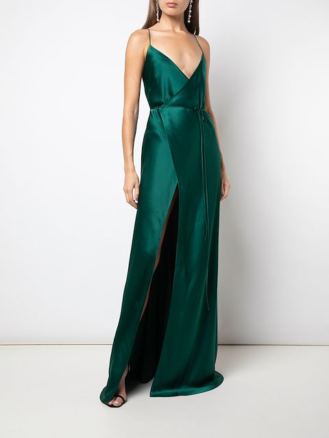 michelle mason strappy wrap gown