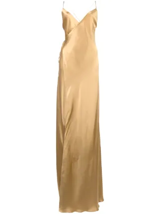 Michelle Mason Strappy Wrap Gown | Gold | FARFETCH