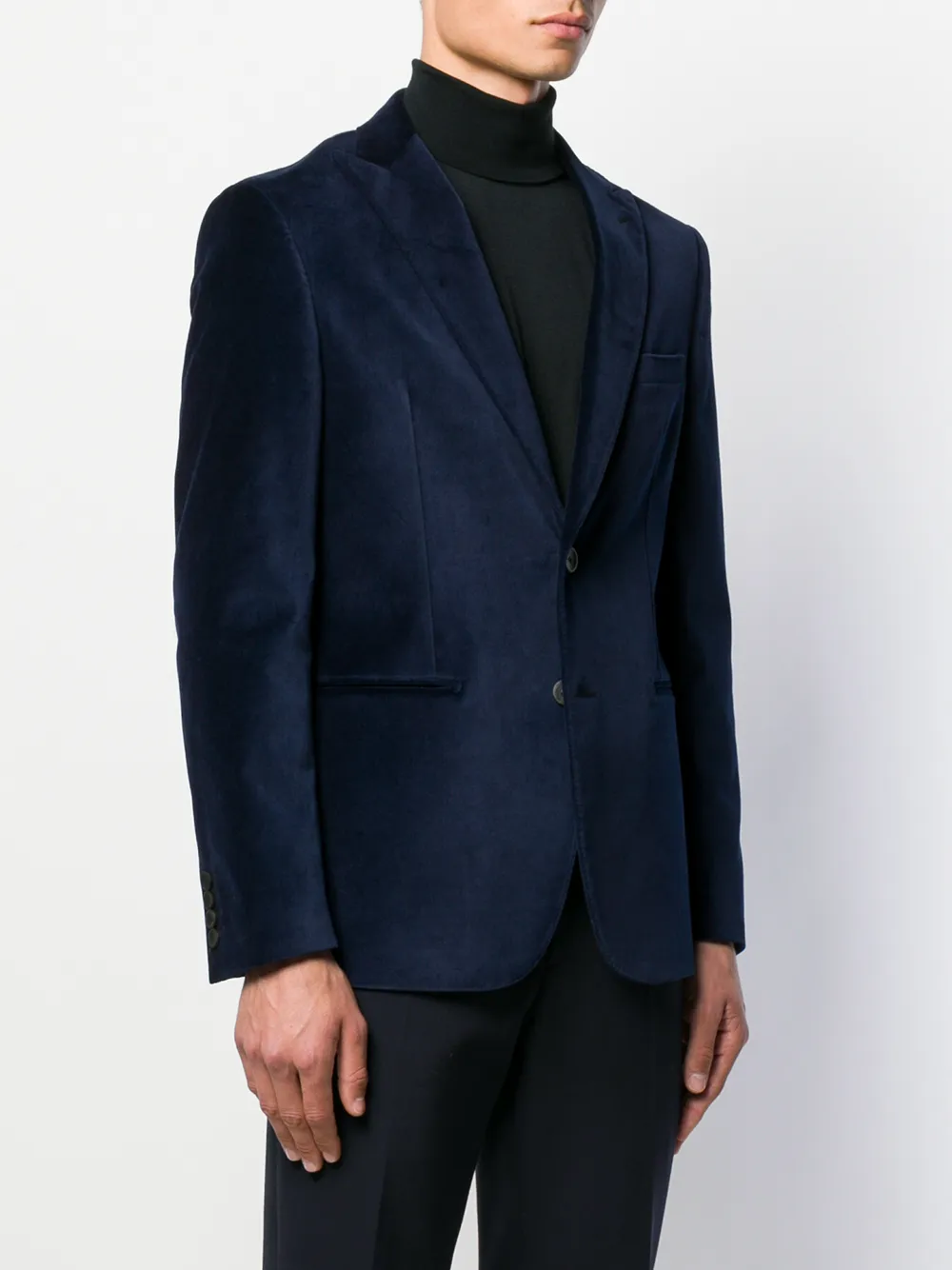  Tonello Slim Fit Velvet Blazer - Blue 