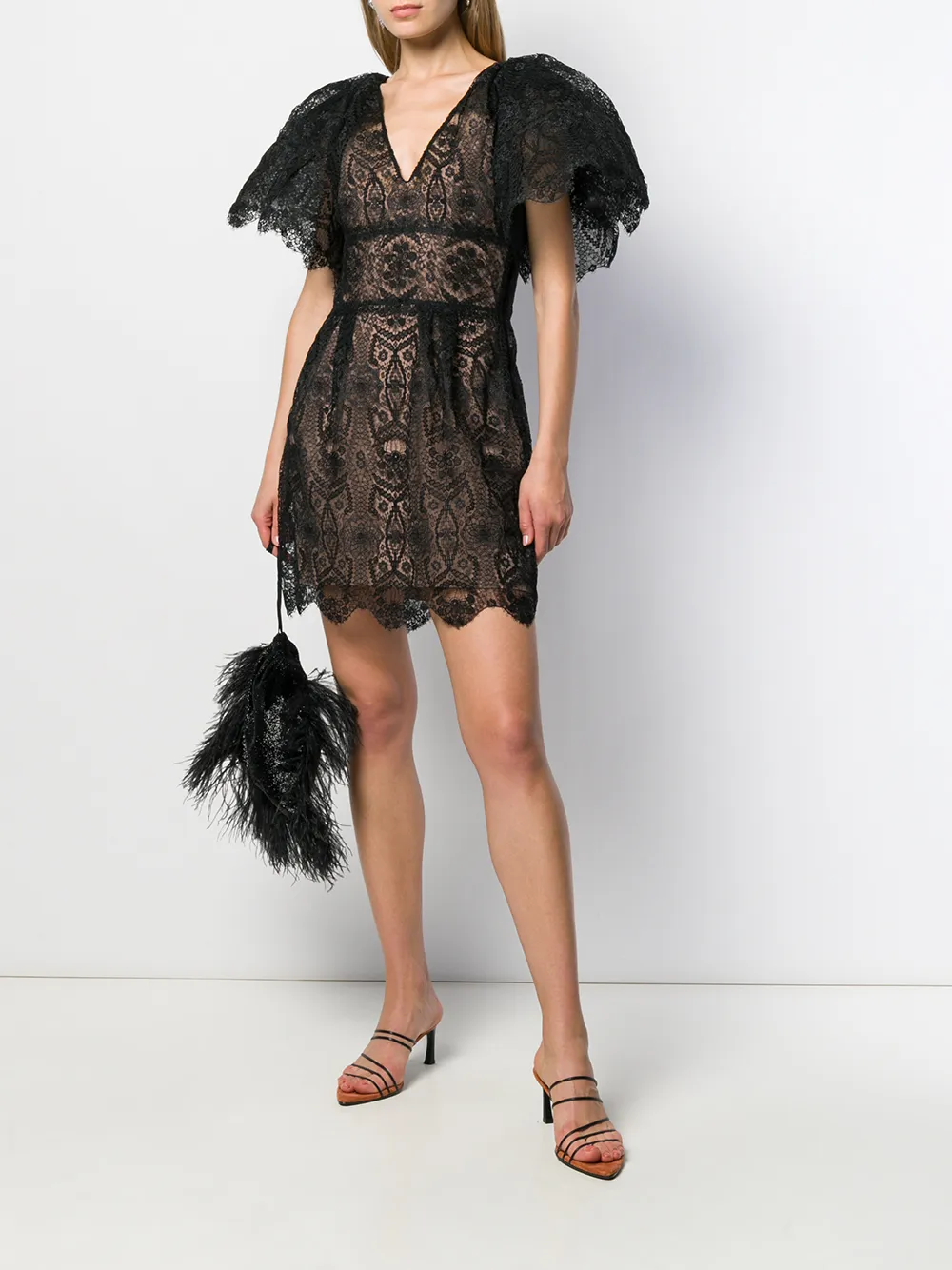 Alberta Ferretti Mini-jurk van kant - Zwart