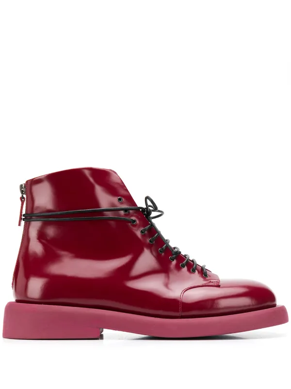red patent ankle boots