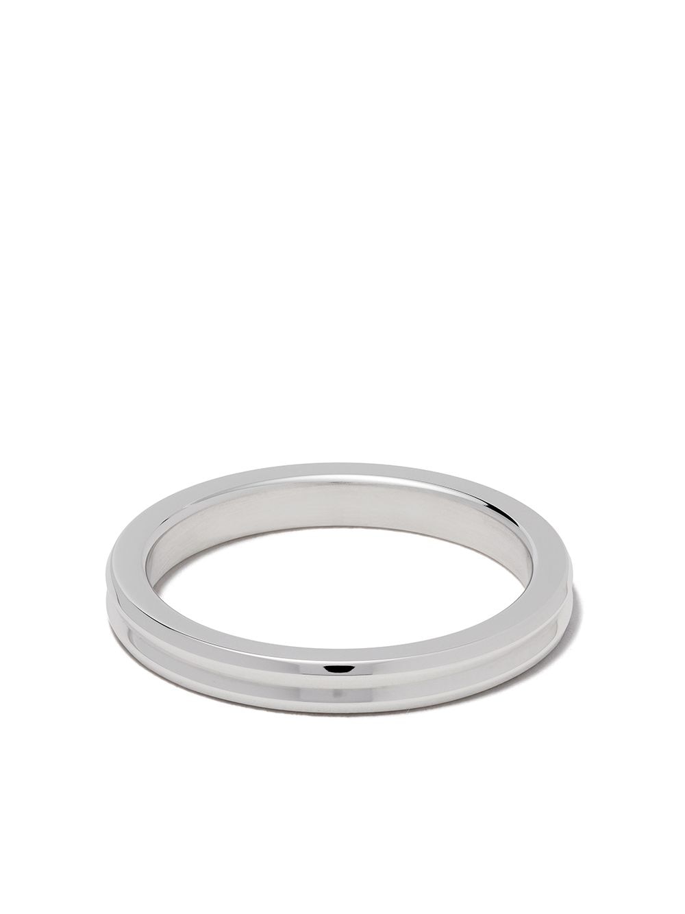 Le Gramme 18kt White Polished Gold Horizontal Guilloche Ring