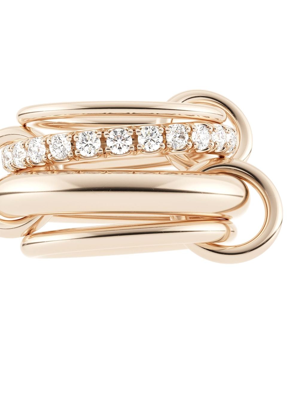 Shop Spinelli Kilcollin 18kt Rose Gold Four Link Luna Rose Diamond Ring In Silver