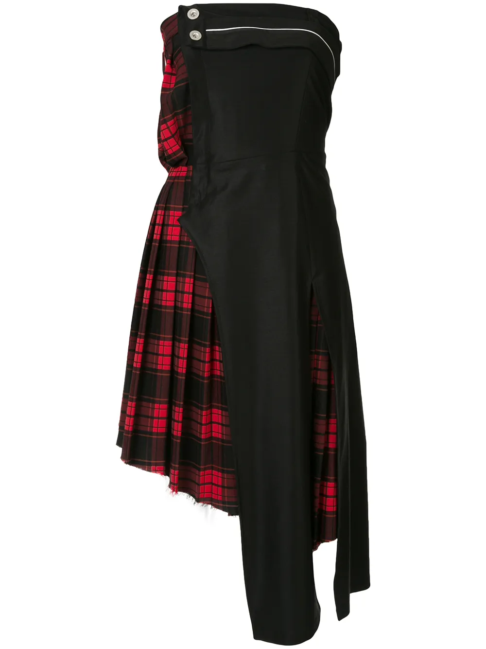

UNRAVEL PROJECT deconstructed half tartan dress - Red