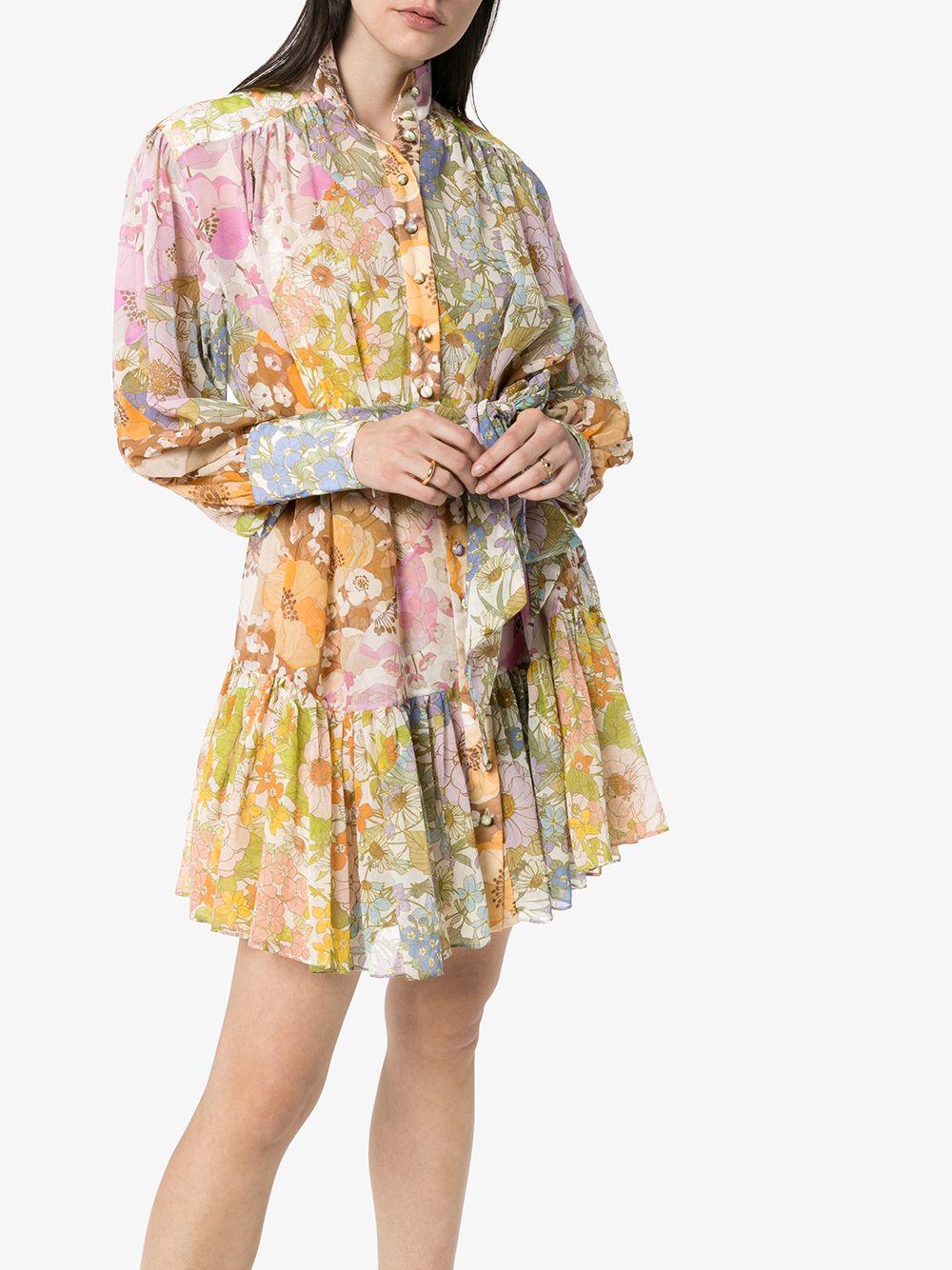ZIMMERMANN Belted floral-print Mini Dress - Farfetch