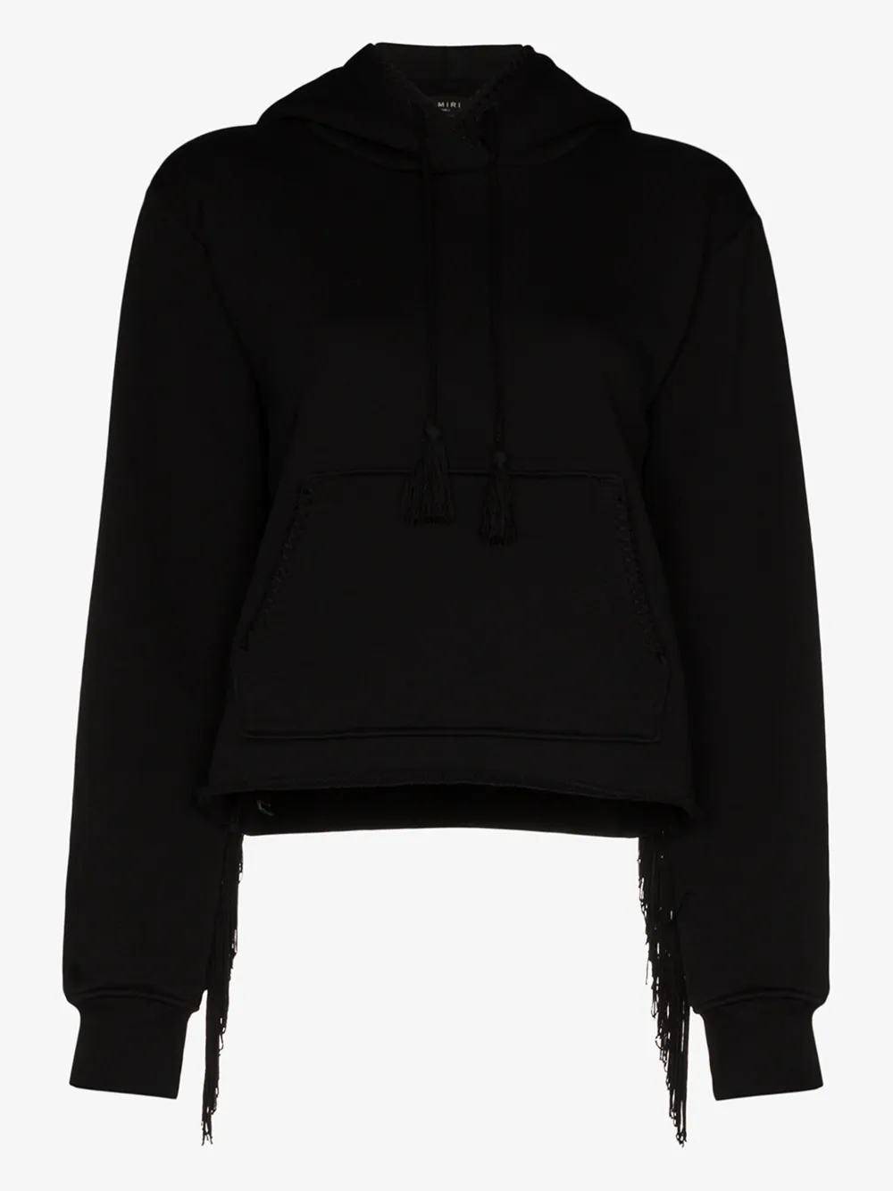 Amiri Fringed Hooded Sweatshirt In Black