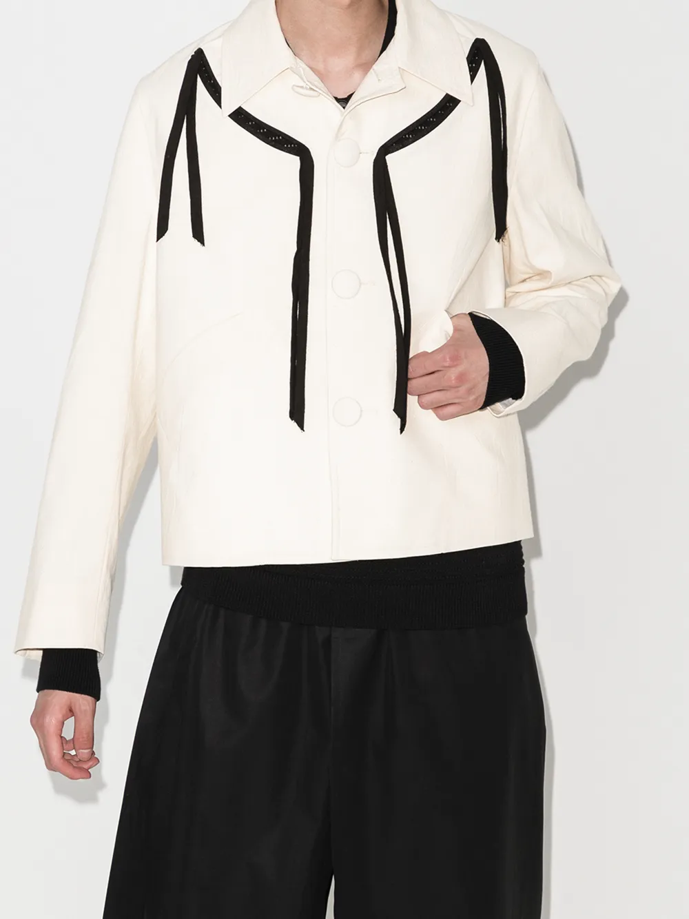 STEFAN COOKE SLASHED COTTON SHIRT JACKET