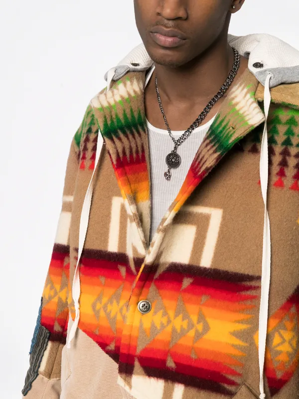 Greg Lauren 50/50 Hooded Coat | Brown | FARFETCH