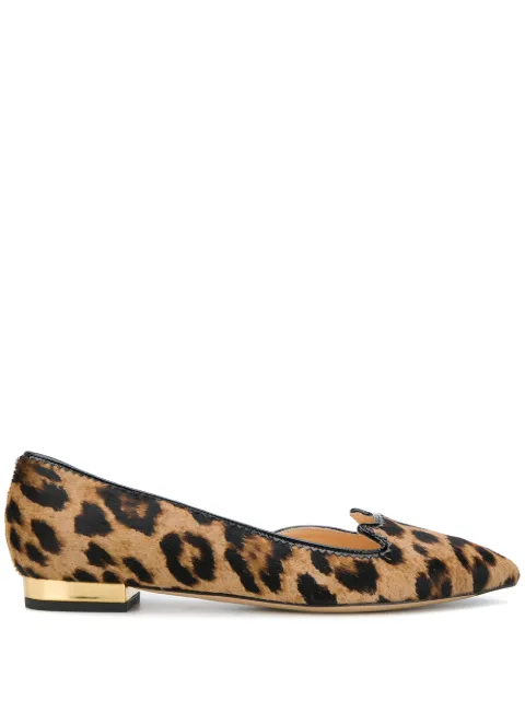 Click to view more detailed imagery on our partner's website Charlotte Olympia Kitty D'orsay Leopard-print Calf-hair Flats In Brown