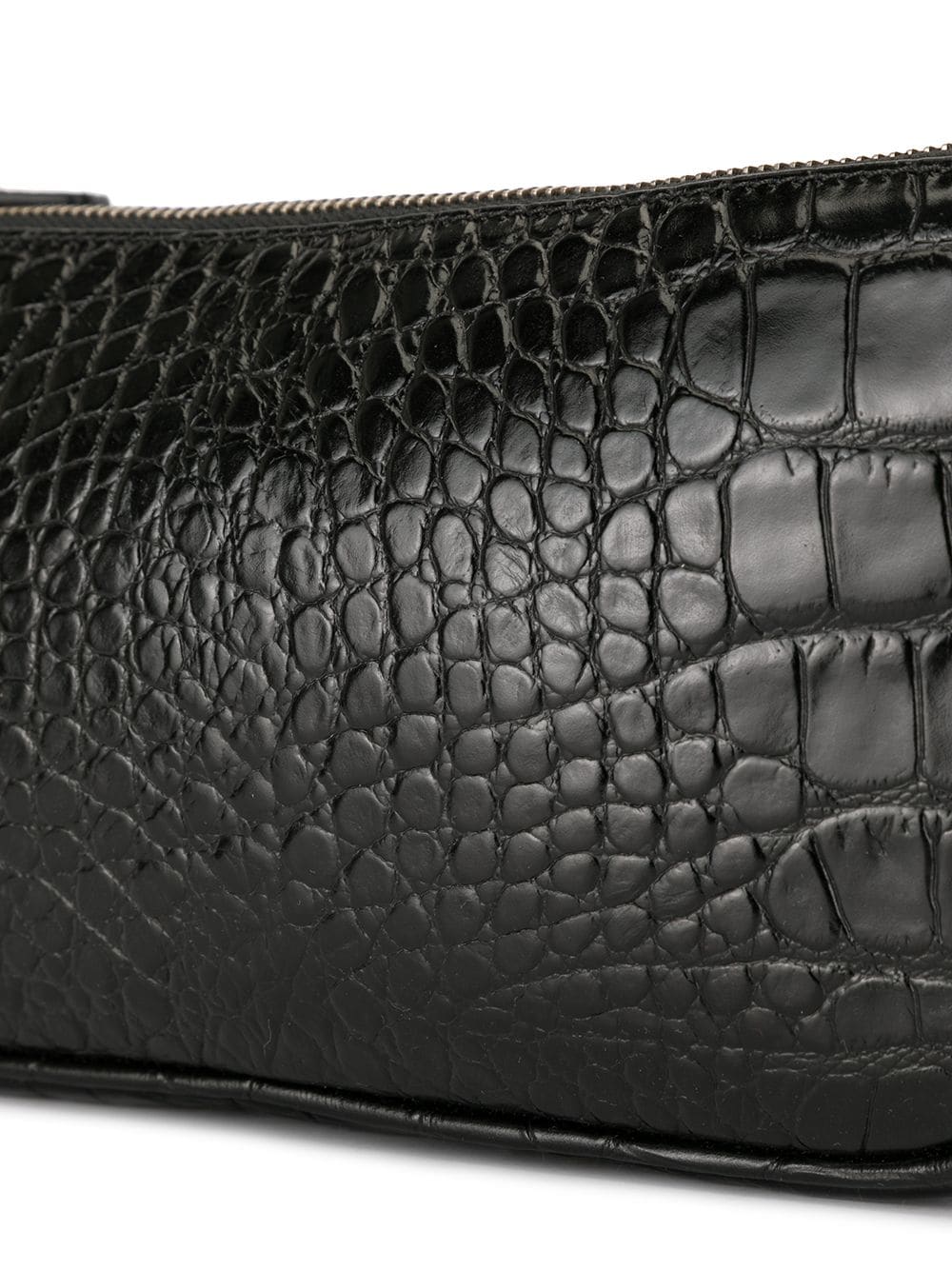 BY FAR: Rachel shoulder bag in crocodile print leather - White