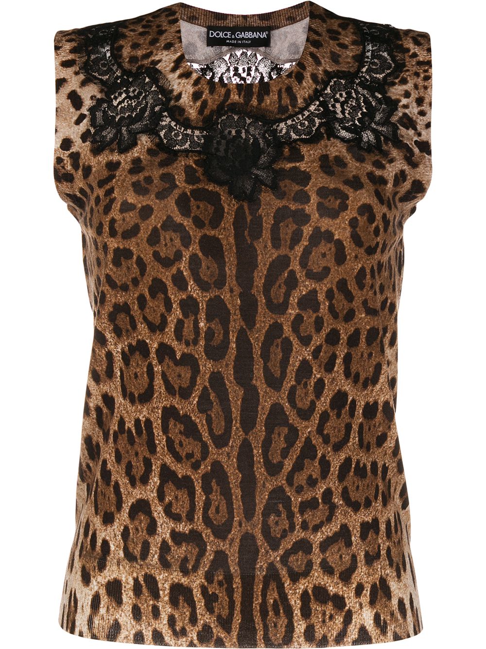 фото Dolce & Gabbana топ с леопардовым принтом и кружевом
