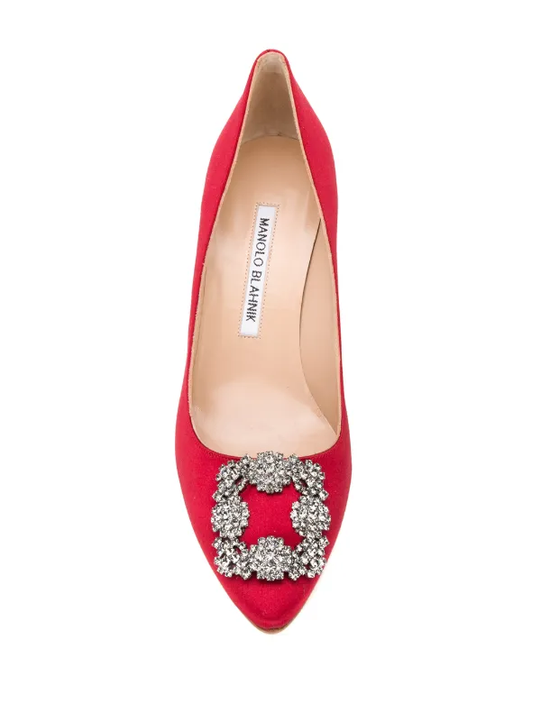 Manolo Blahnik Hangisi 70mm pumps women Leather Leather Silk 37 1 2 Red
