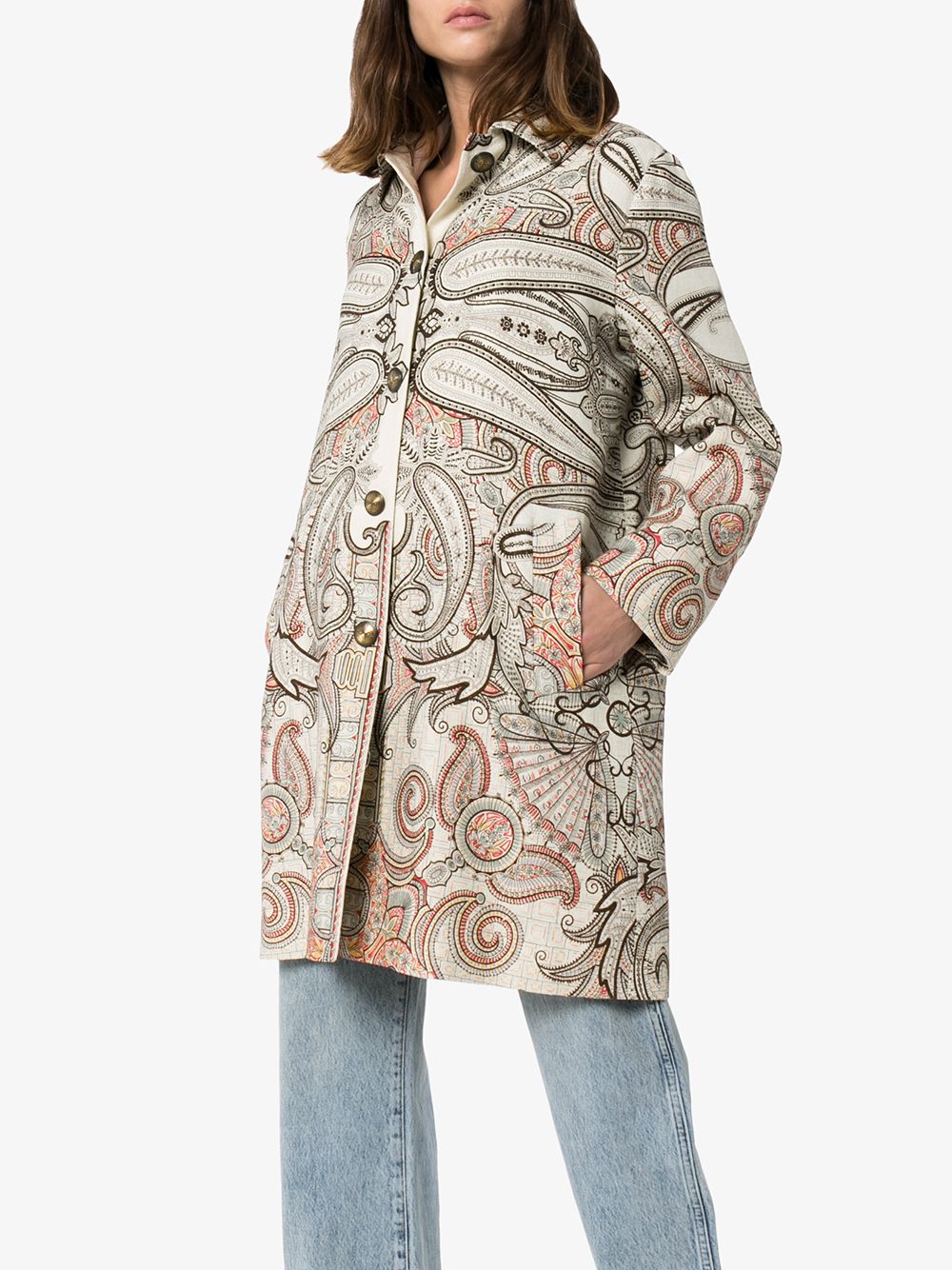 фото Etro пальто с вышитым узором пейсли