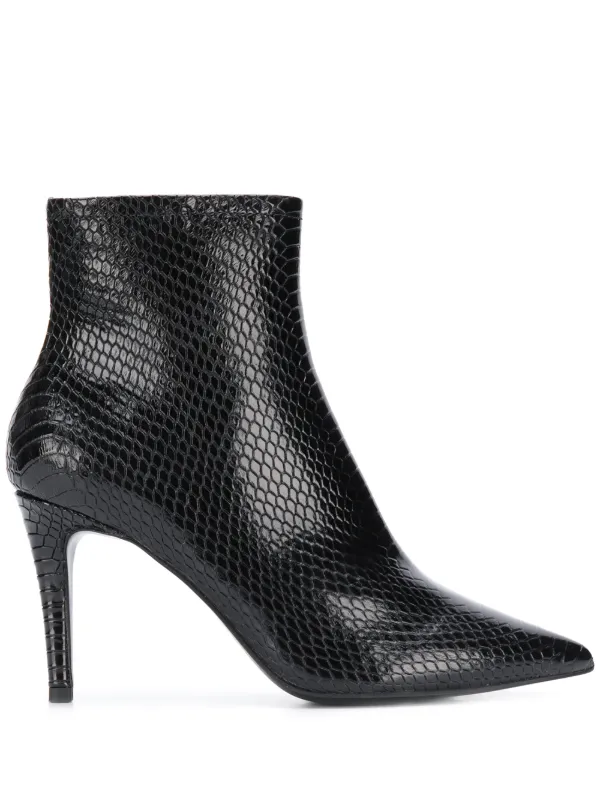 snakeskin black ankle boots