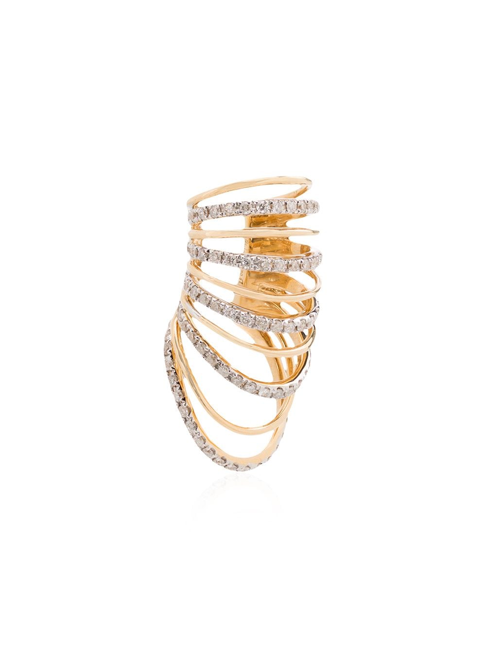 Yvonne Léon 18K Yellow Gold Multi Hoop Diamond Ear Cuff - Farfetch