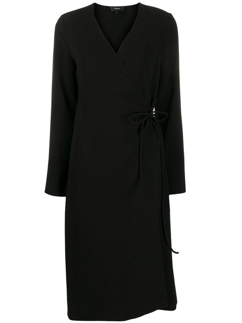 Theory Midi Wrap Dress In Black