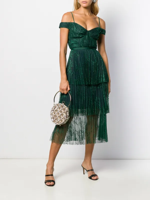 self portrait pleated midi dress