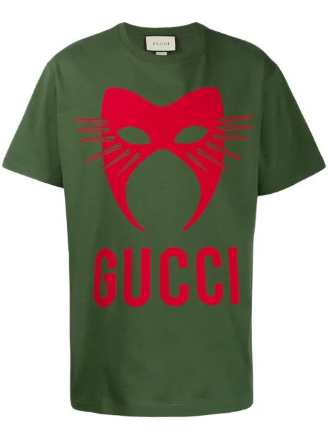 Click to view more detailed imagery on our partner's website Gucci Manifesto Mask-print Cotton-jersey T-shirt In Green