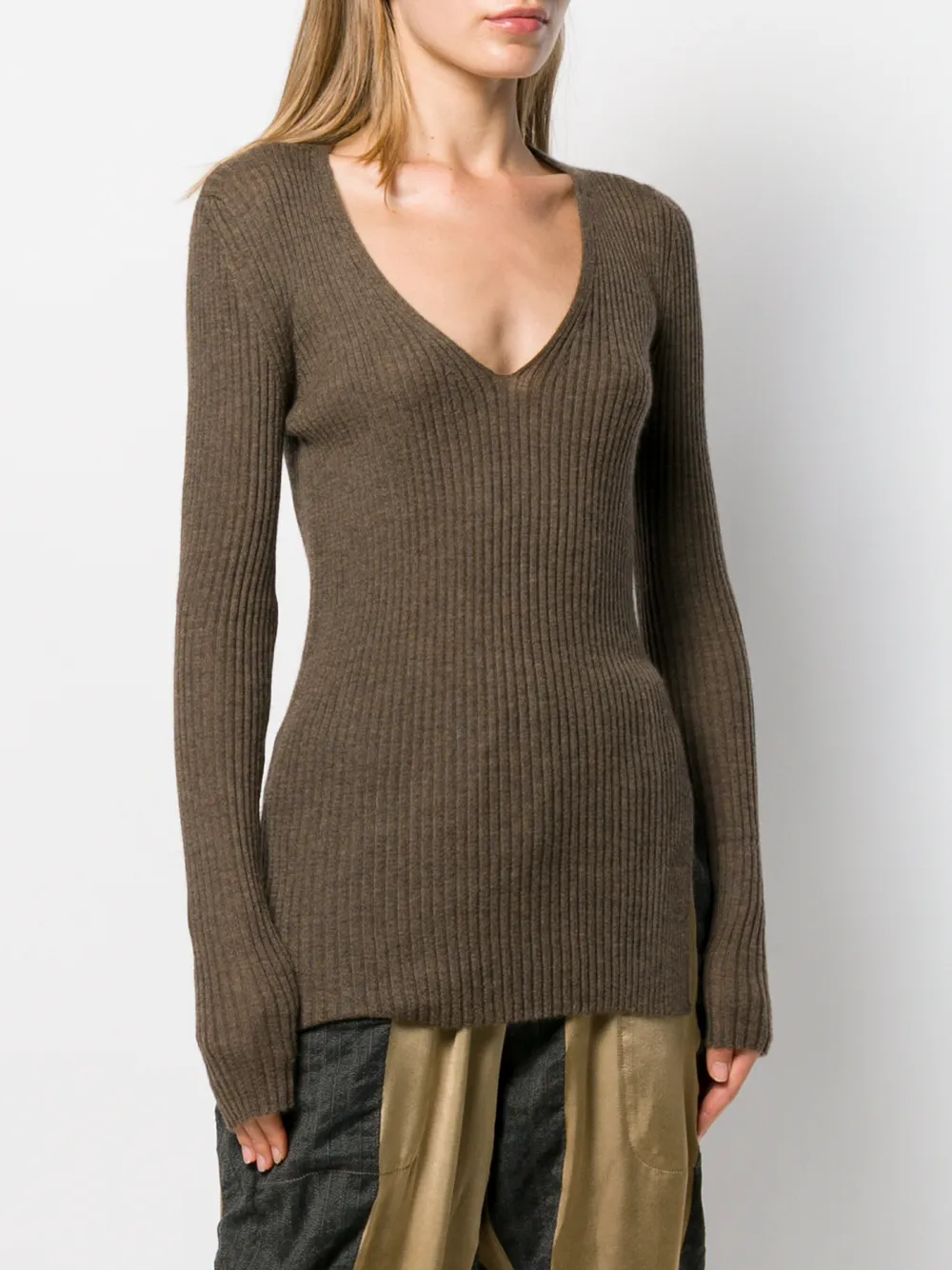  Uma Wang Schmaler Kaschmirpullover   Braun 