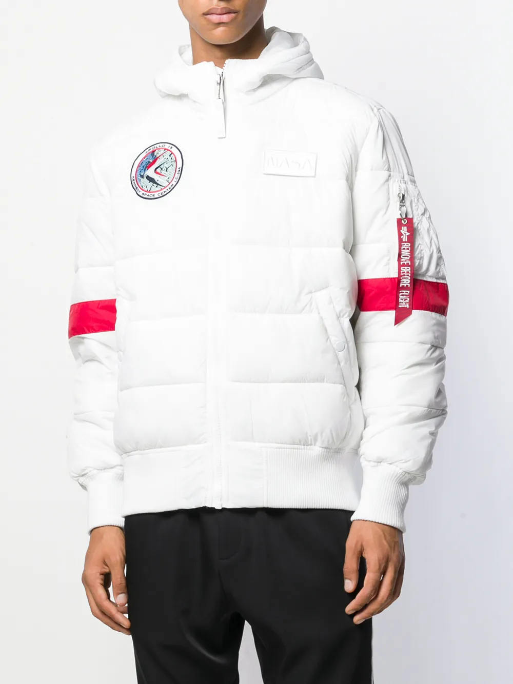 white nasa puffer jacket